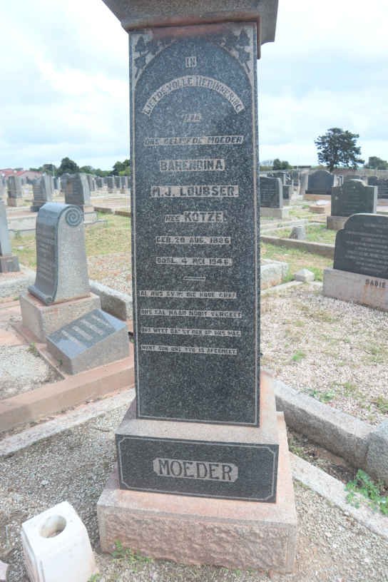 LOUBSER Dirk Jakobus 1861-1943 &amp; Barendina M.J. KOTZE 1861-1946