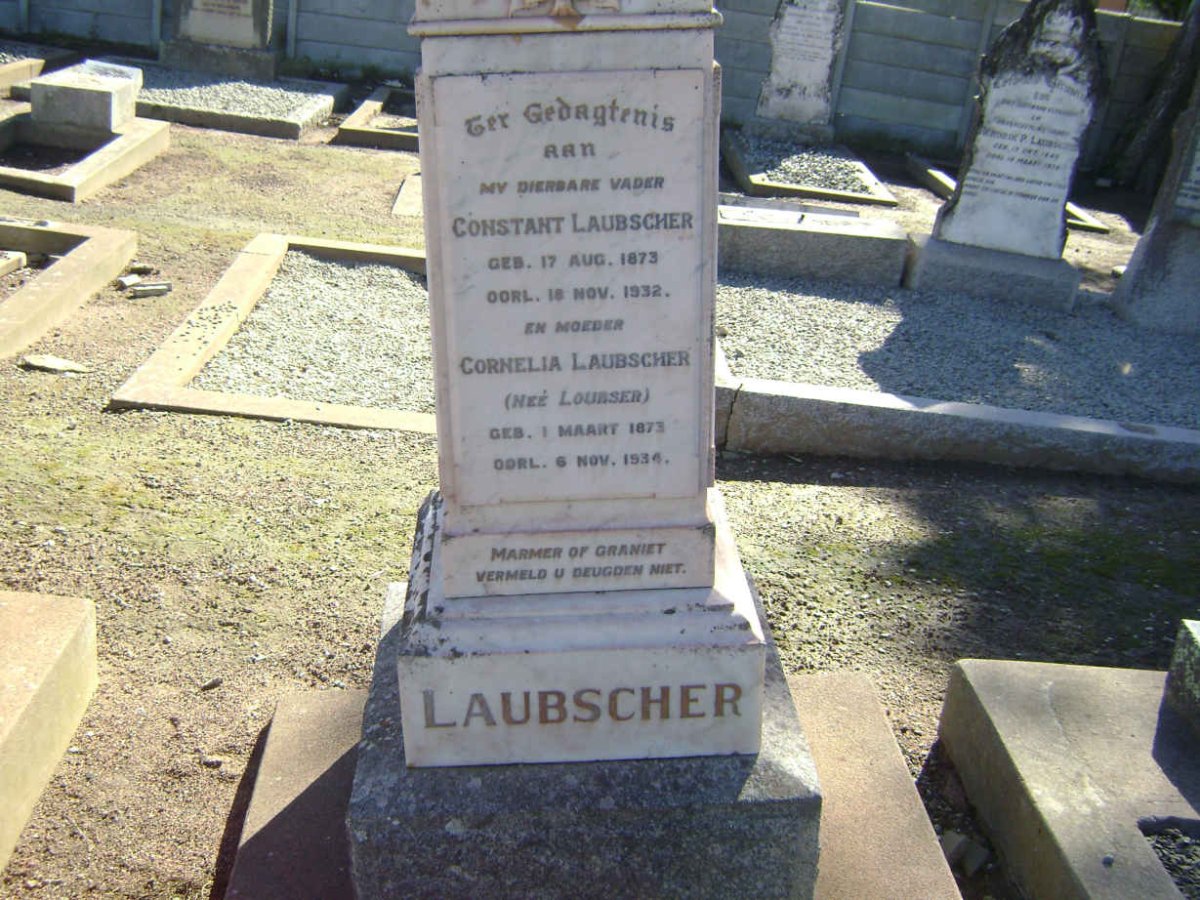 LAUBSCHER Constant 1873-1932 &amp; Cornelia LOUBSER 1873-1934