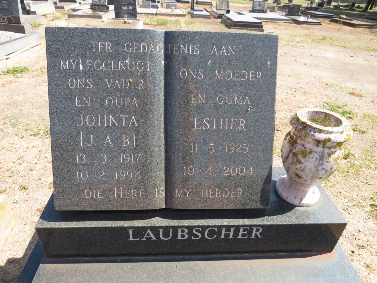 LAUBSCHER J.A.B. 1917-1994 &amp; Esther 1925-2004