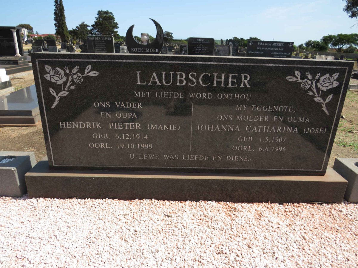 LAUBSCHER Hendrik Pieter 1914-1999 &amp; Johanna Catharina 1907-1996