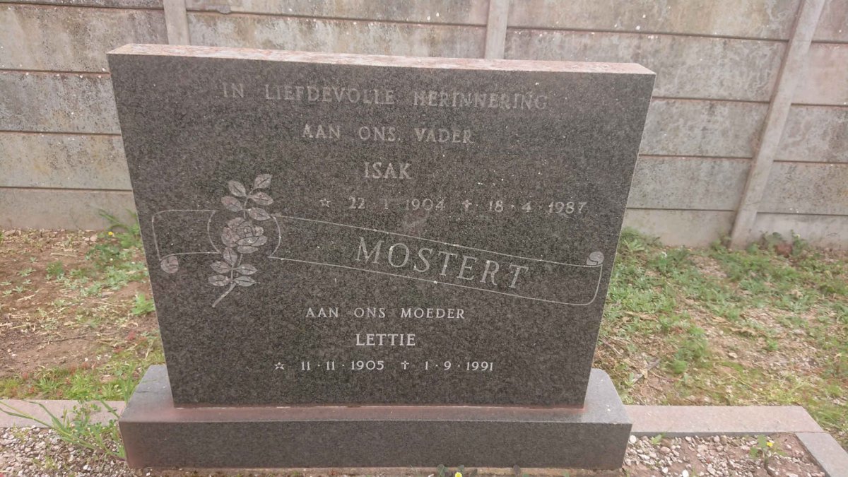 MOSTERT Isak 1904-1987 &amp; Lettie 1905-1991