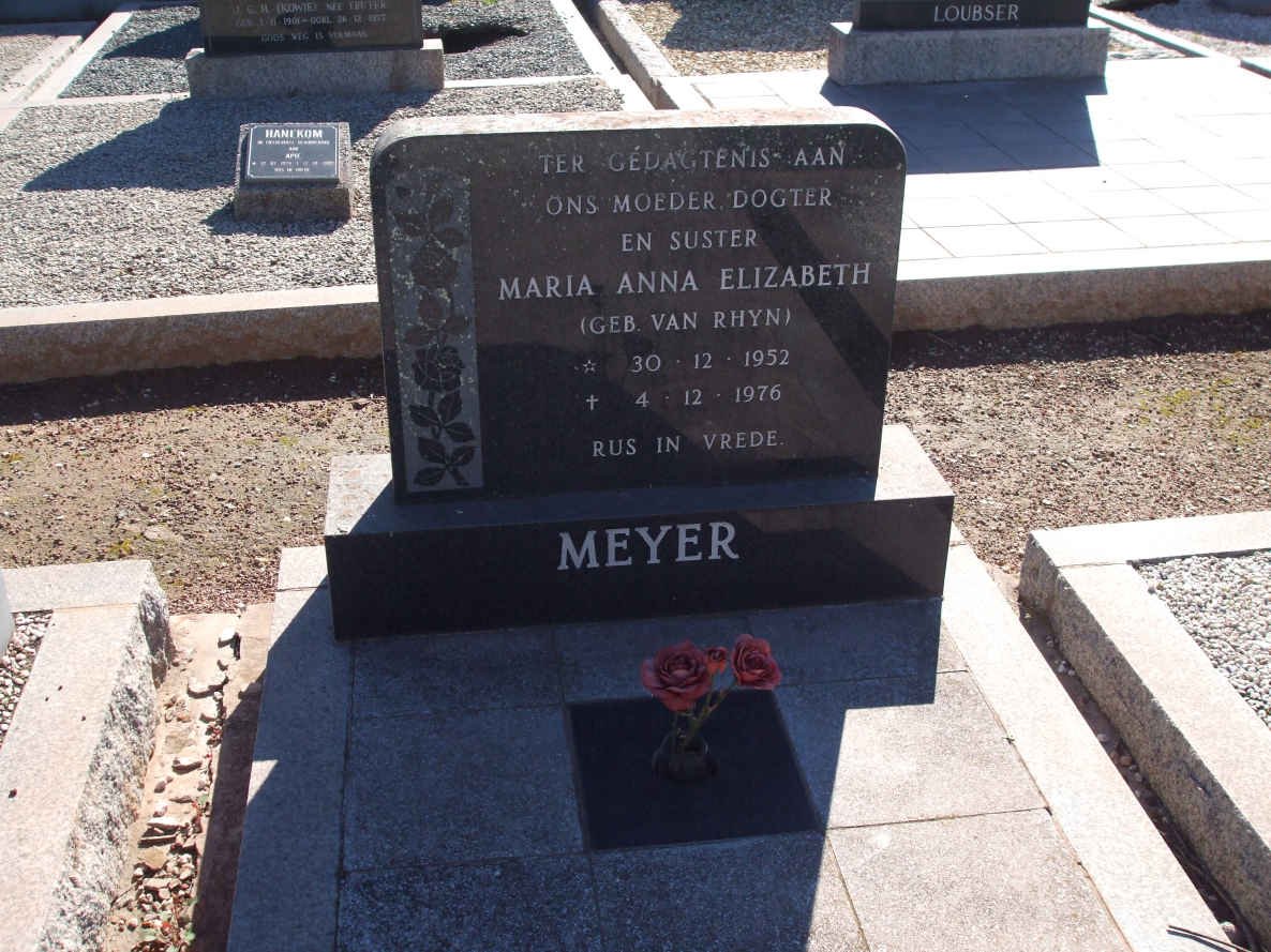 MEYER Maria Anna Elizabeth nee VAN RHYN 1952-1976