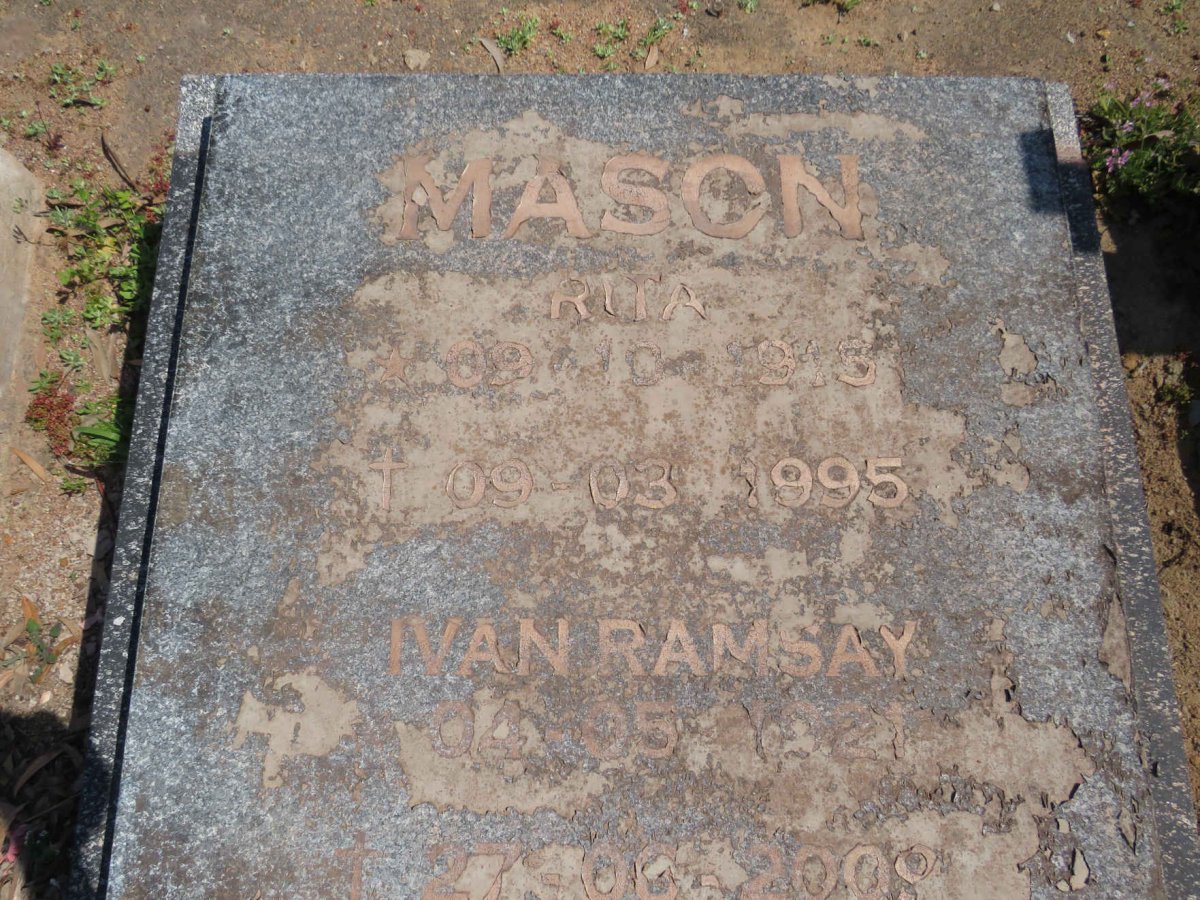 MASON Ivan Ramsay 1921-2009 &amp; Rita 1915-1995