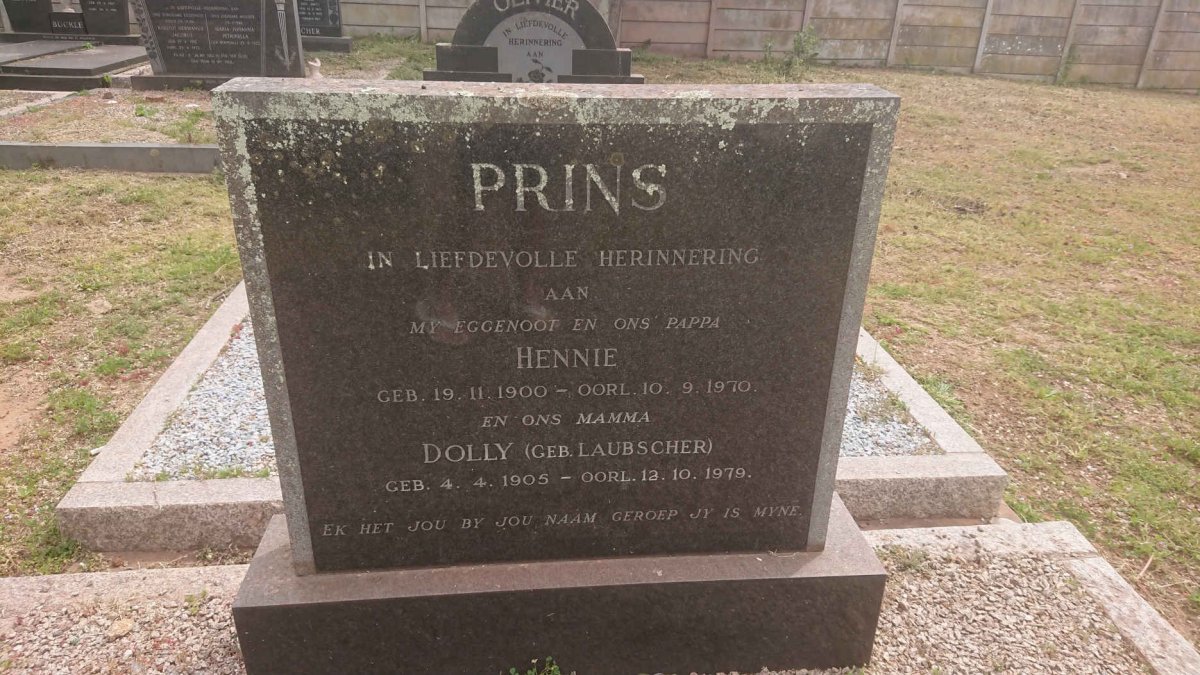 PRINS Hennie 1900-1970 &amp; Dolly LAUBSCHER 1905-1979