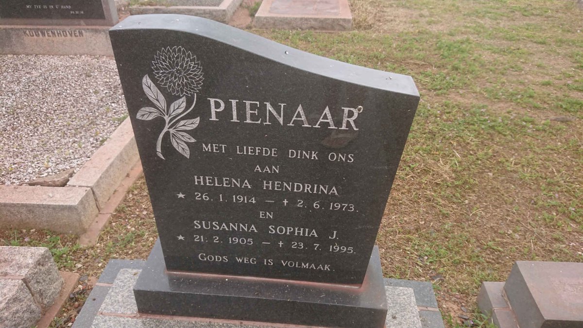PIENAAR Susanna Sophia J. 1905-1995 :: PIENAAR Helena Hendrina 1914-1923