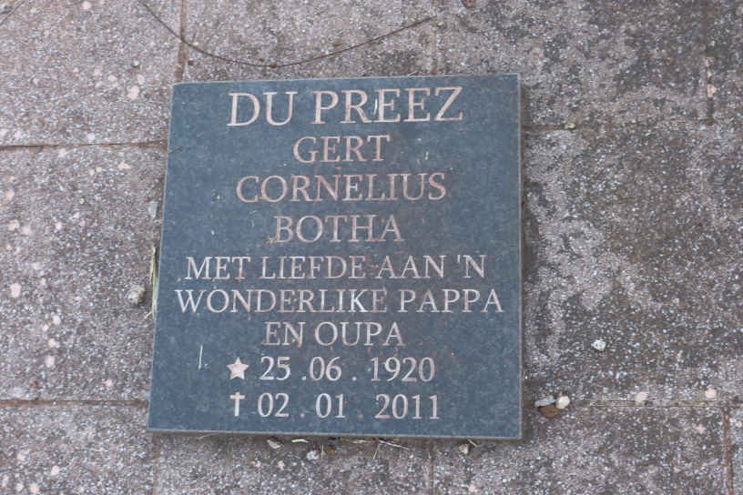 PREEZ Gert Cornelius Botha, du 1920-2011