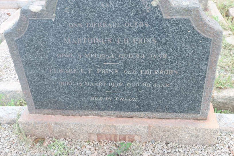 PRINS Marthinus J.H. -1954 &amp; Elsabe L.C. EBERSOHN -1936