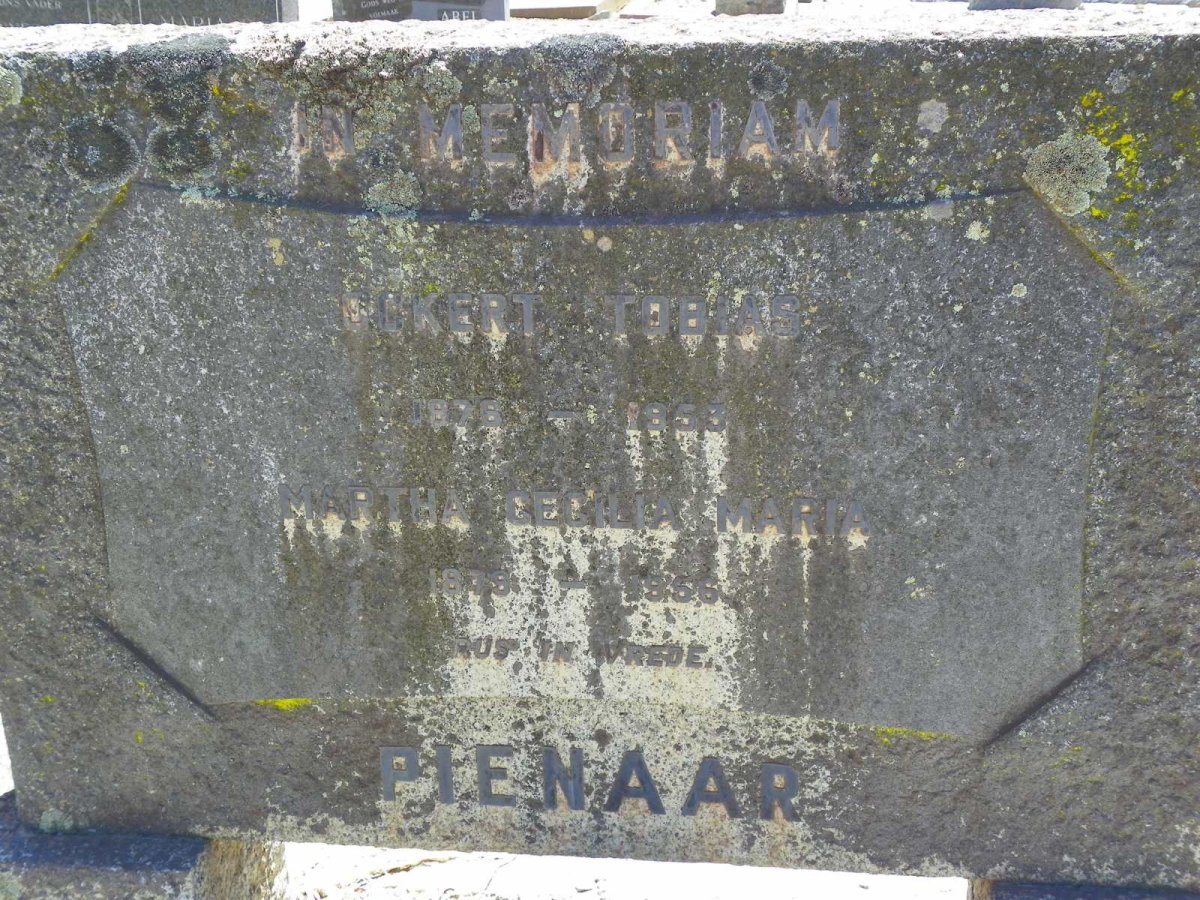 PIENAAR Ockert Tobias 1876-1953 &amp; Martha Cecilia Maria 1879-1956