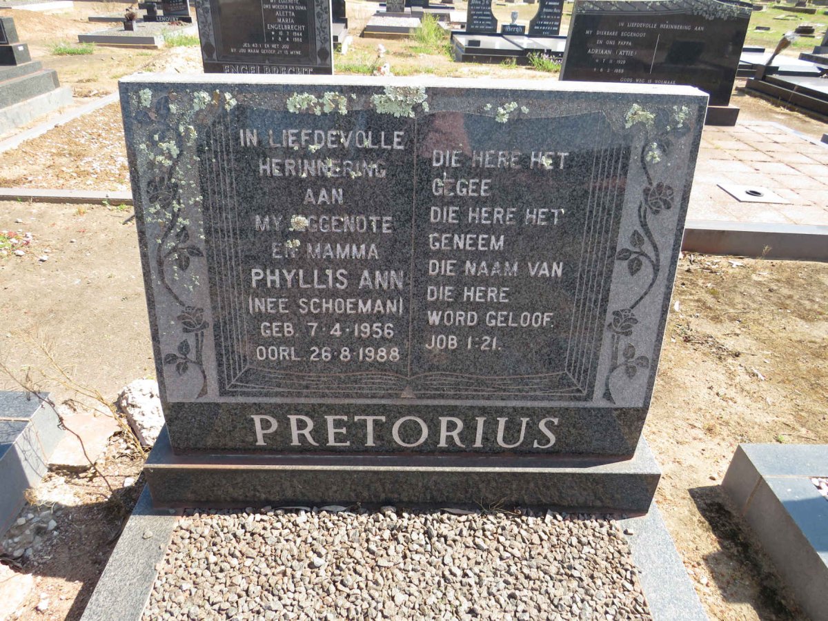 PRETORIUS Phyllis Ann nee SCHOEMAN 1956-1988
