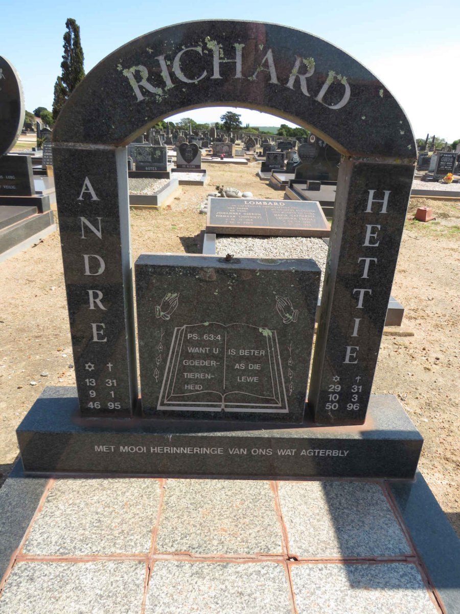 RICHARD Andre 1946-1995 &amp; Hettie 1950-1996