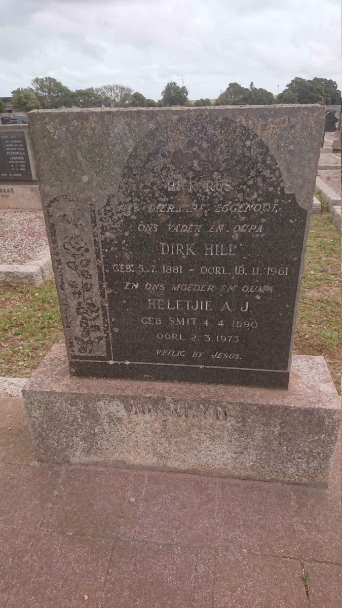 RHYN Dirk Hill, van 1881-1961 &amp; Heletjie A.J. SMIT 1890-1973