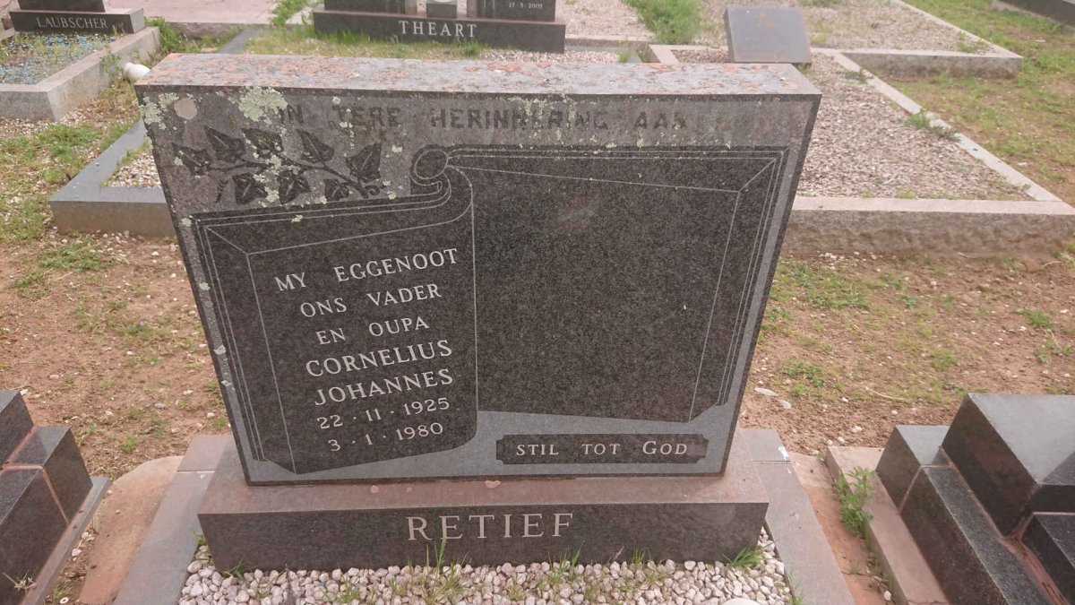 RETIEF Cornelius Johannes 1925-1980