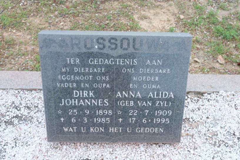 ROSSOUW Dirk Johannes 1898-1985 &amp; Anna Alida VAN ZYL 1909-1995