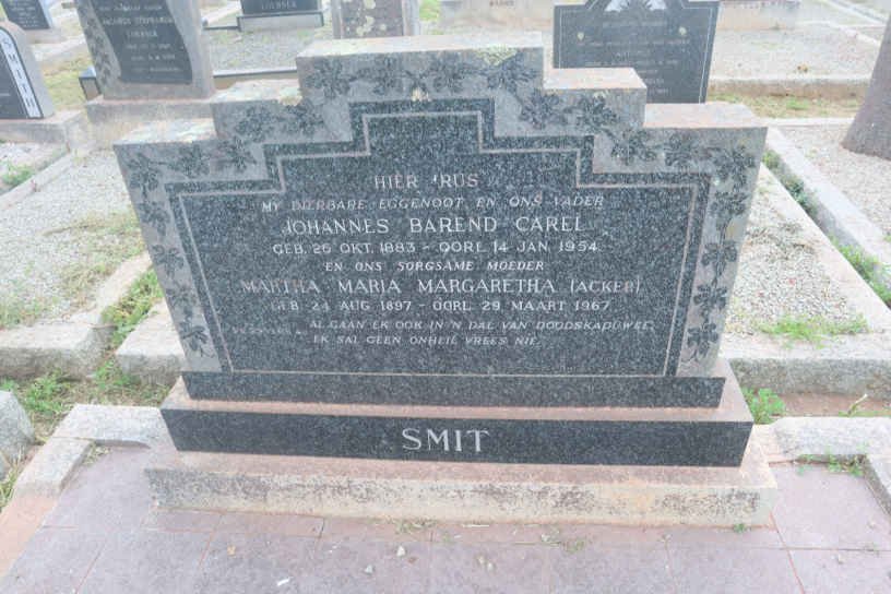 SMIT Johannes Barend Carel 1883-1954 &amp; Martha Maria Margaretha ACKER 1897-1967