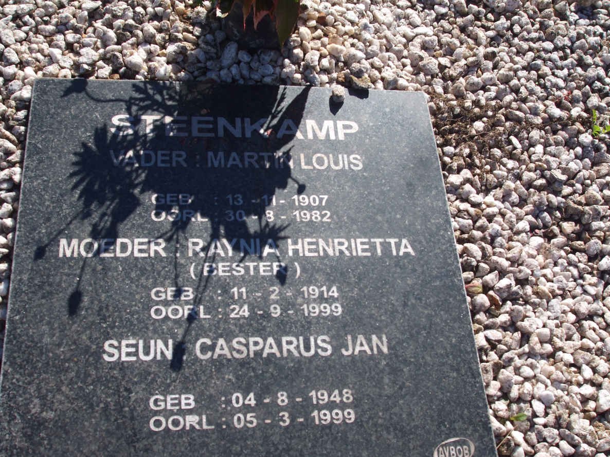 STEENKAMP Martin Louis 1907-1982 &amp; Raynia Henrietta BESTER 1914-1999 :: STEENKAMP Casparus Jan 1948-1999