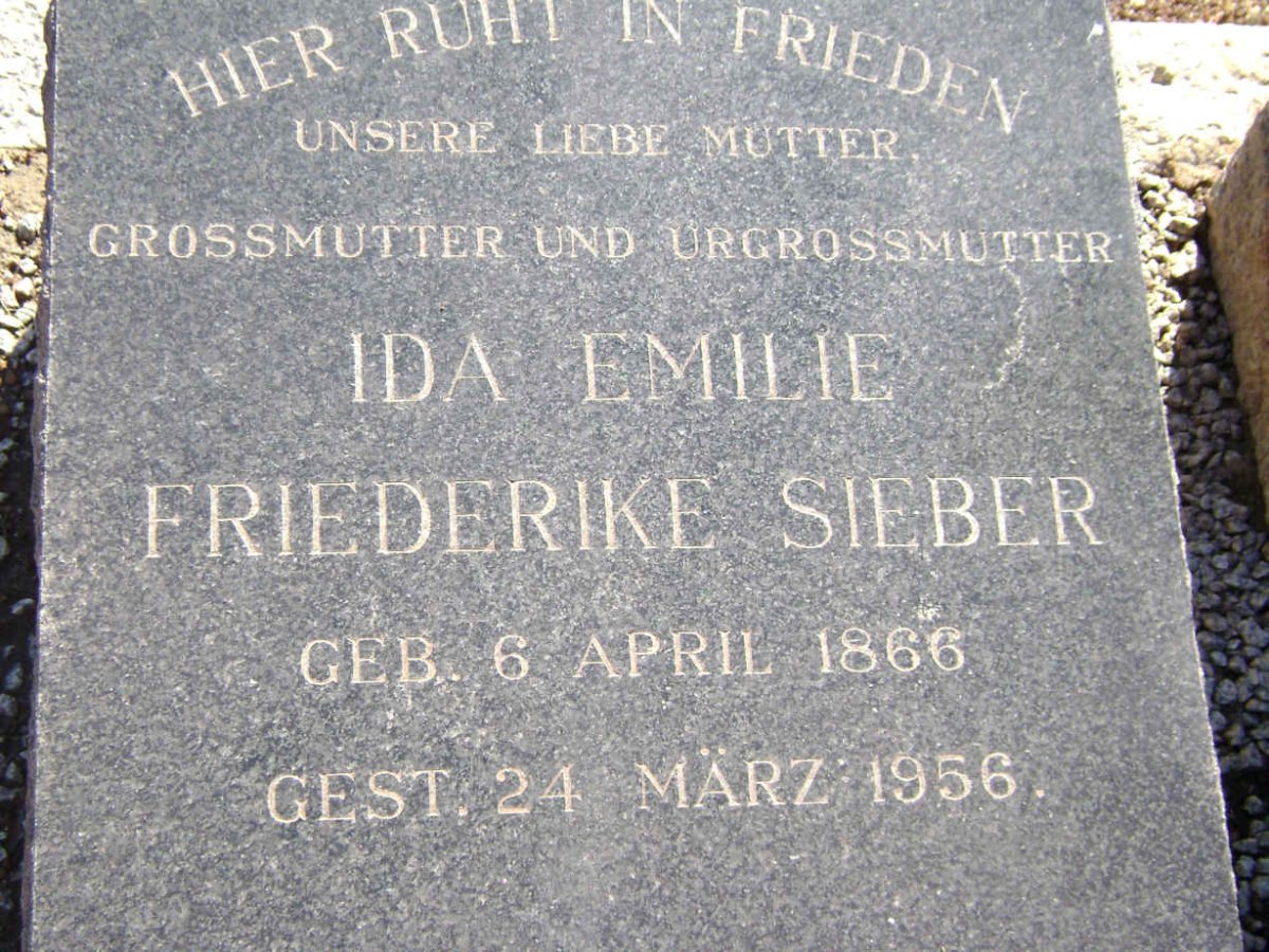 SIEBER Ida Emilie Friederike 1866-1956