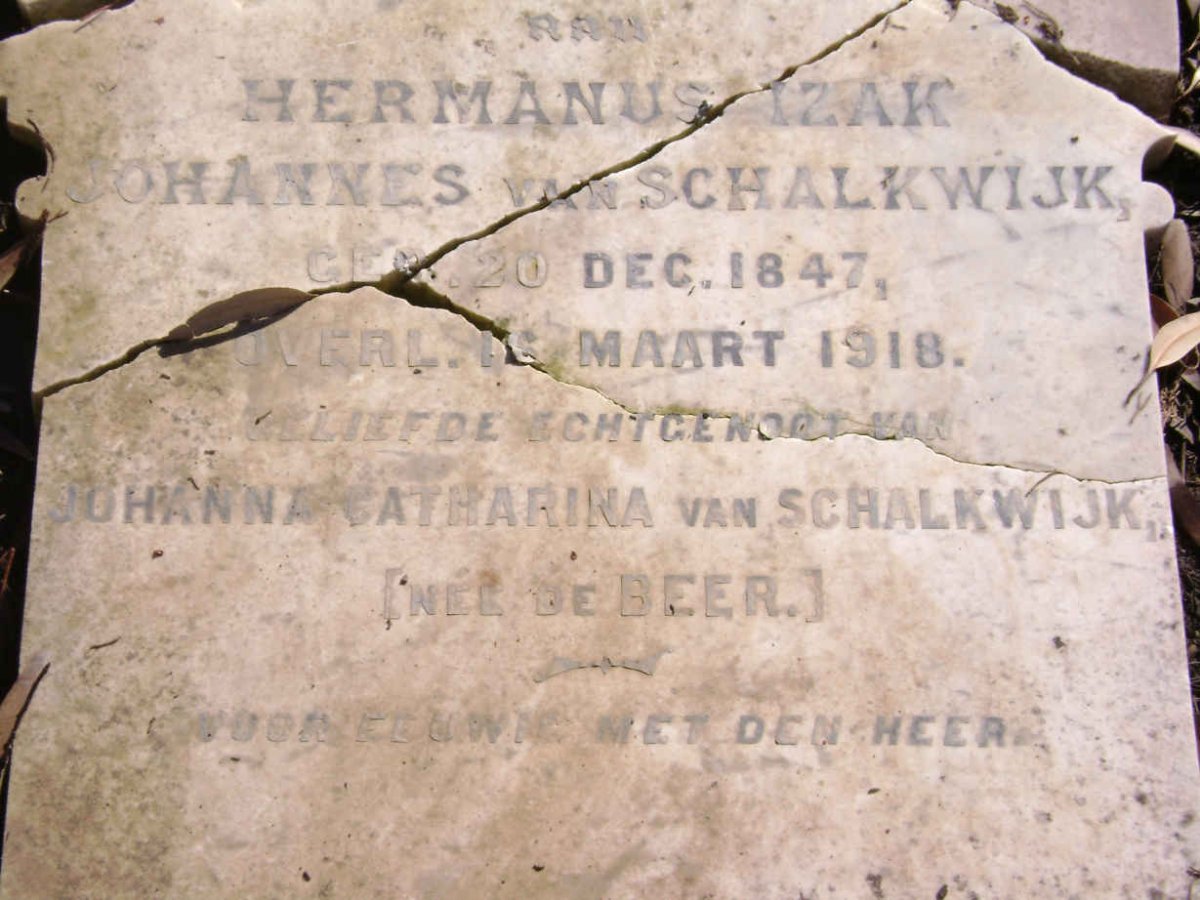 SCHALKWIJK Hermanus Izak Johannes, van 1847-1918