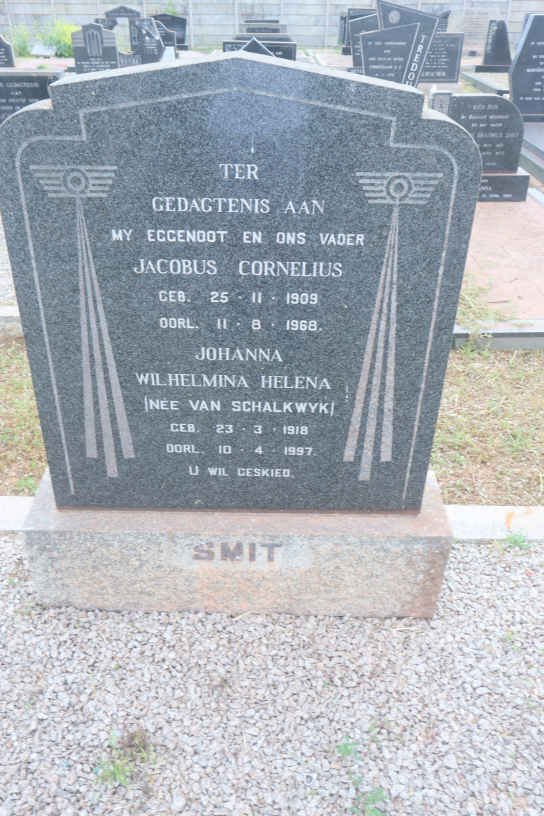 SMIT Jacob Cornelius 1909-1968 &amp; Johanna Wilhelmina Helena VAN SCHALKWYK 1918-1987