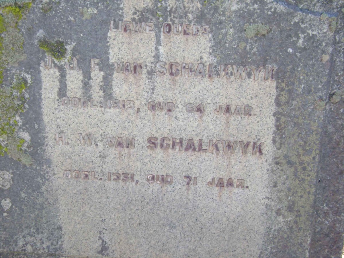 SCHALKWYK J.J.F., van  -1913 &amp; H.W.  -1931 