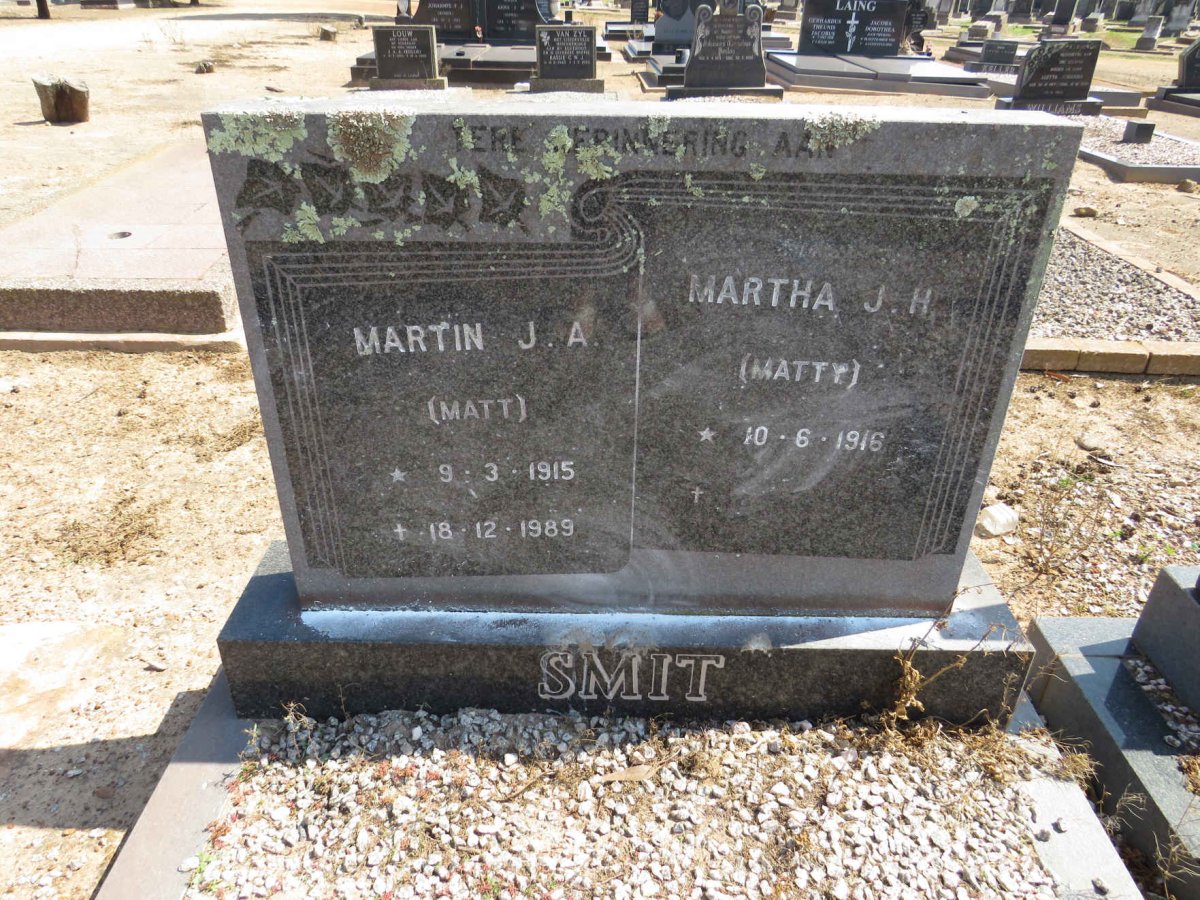 SMIT Martin J.A. 1915-1989 &amp; Martha J.H. 1916-