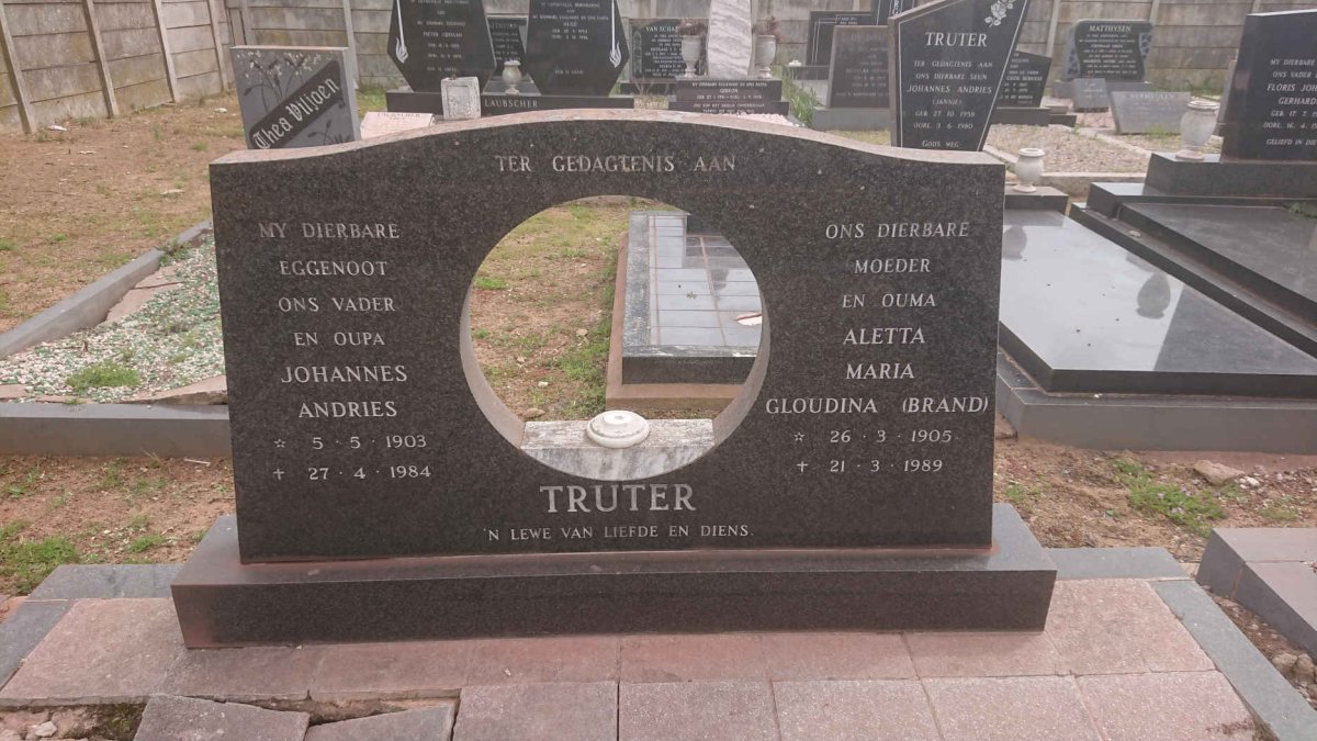 TRUTER Johannes Andries 1903-1984 &amp; Aletta Maria Gloudina BRAND 1905-1989
