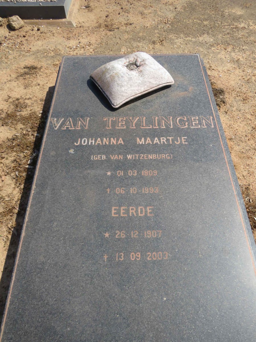 TEYLINGEN Eerde, van 1907-2003 &amp; Johanna Maartje VAN WITZENBURG 1909-1993