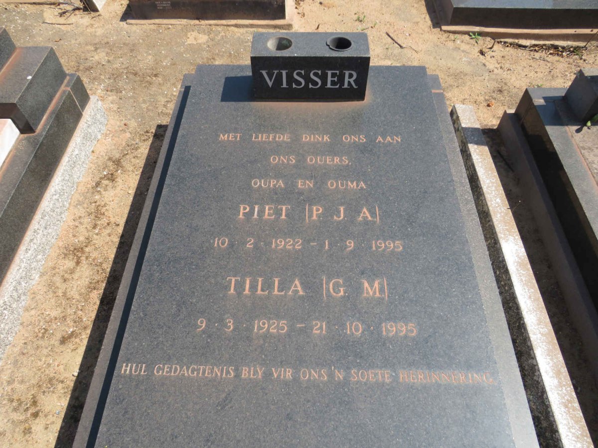 VISSER P.J.A. 1922-1995 &amp; G.M. 1925-1995