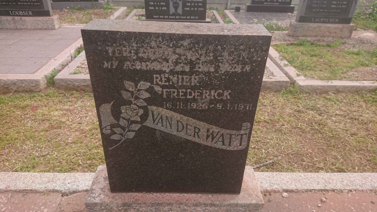 WATT Renier Frederick, van der 1926-1971