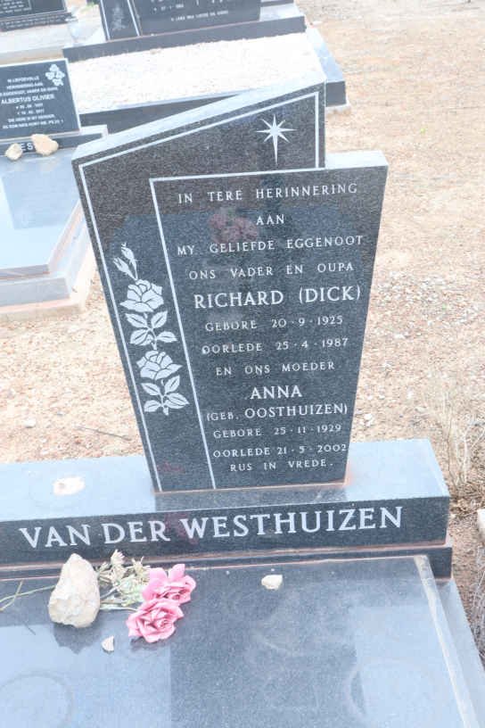 WESTHUIZEN Richard, van der 1925-1987 &amp; Anna OOSTHUIZEN 1929-2002