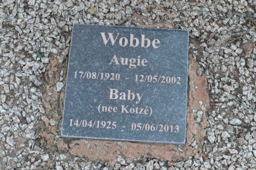 WOBBE Augie 1920-2002 &amp; Baby KOTZÉ 1925-2013