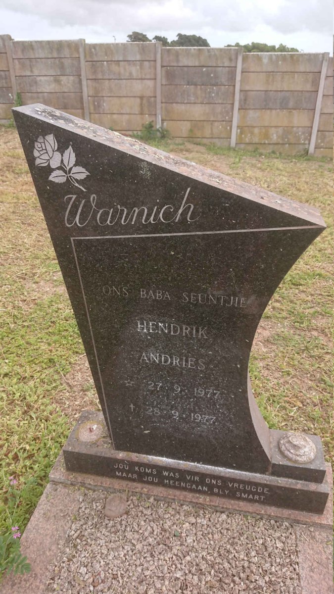 WARNICH Hendrik Andries 1977-1977