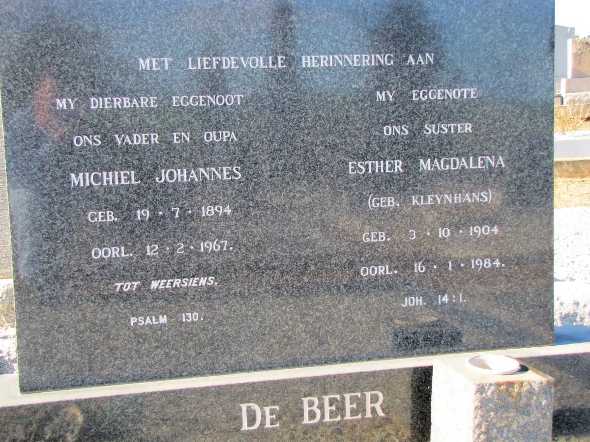BEER Michiel Johannes, de 1894-1967 &amp; Esther Magdalena KLEYNHANS 1904-1984