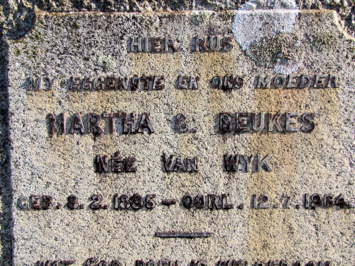 BEUKES Martha G. nee VAN WYK 1895-1964