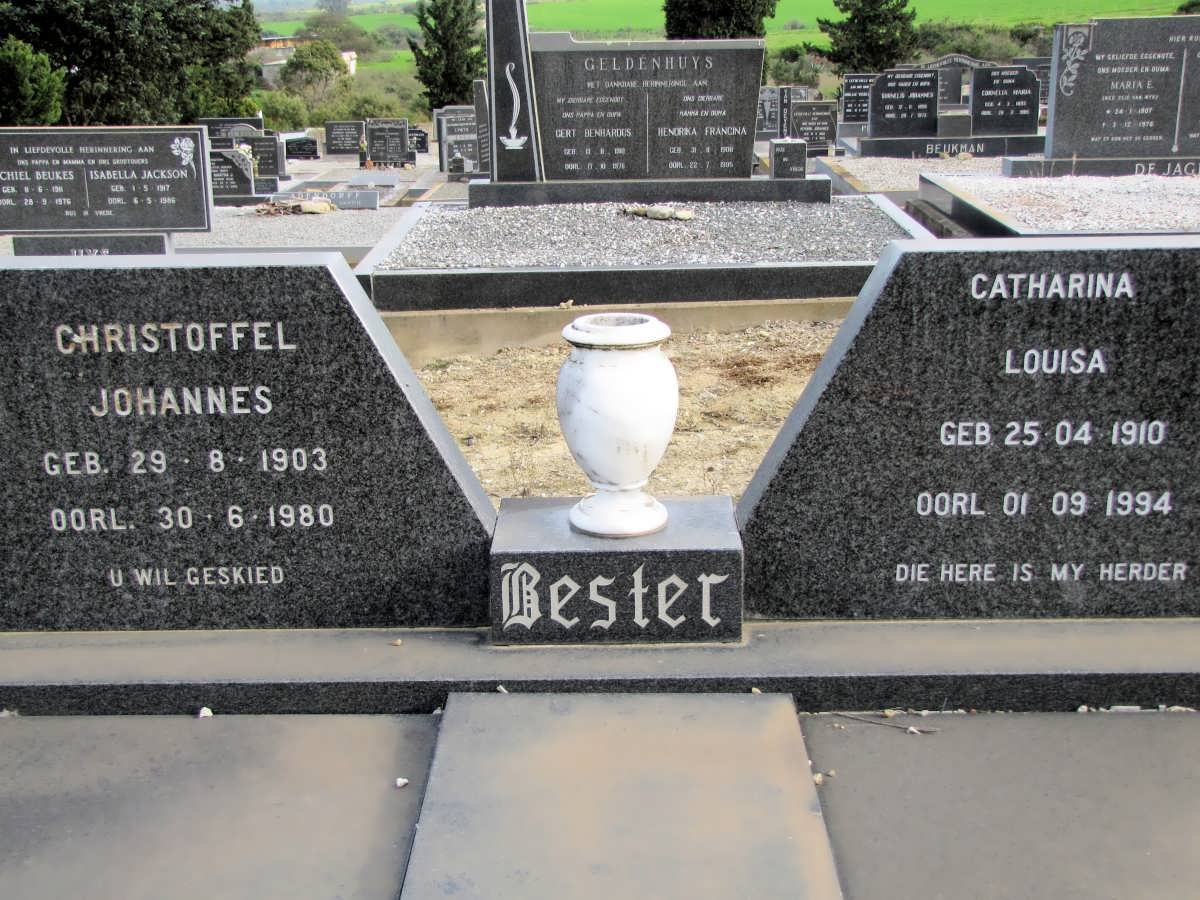 BESTER Christoffel Johannes 1903-1980 &amp; Catharina Louisa 1910-1984