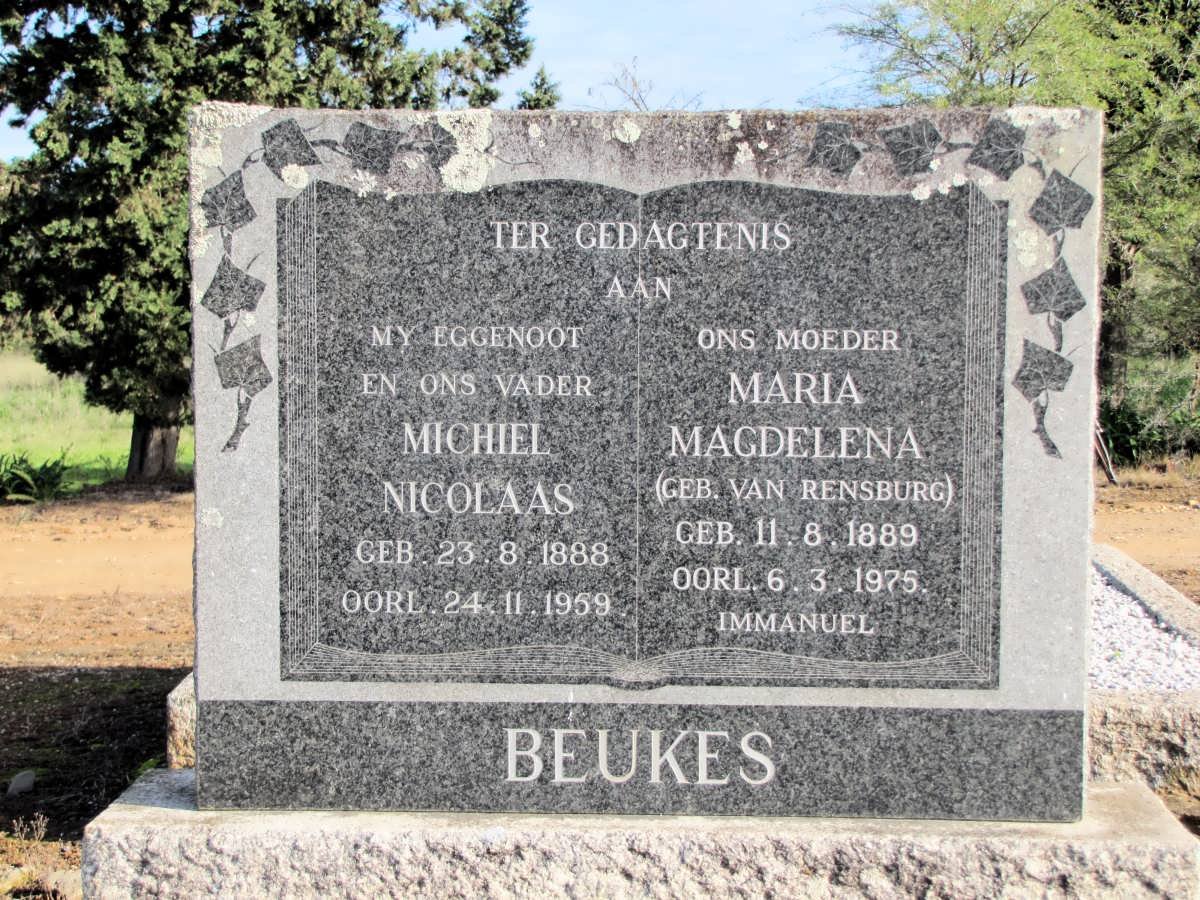 BEUKES Michiel Nicolaas 1888-1959 &amp; Maria Magdalena VAN RENSBURG 1889-1975