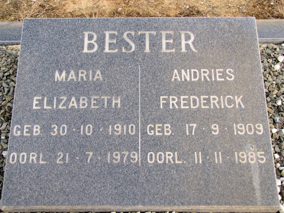 BESTER Andries Frederick 1909-1985 &amp; Maria Elizabeth 1910-1979