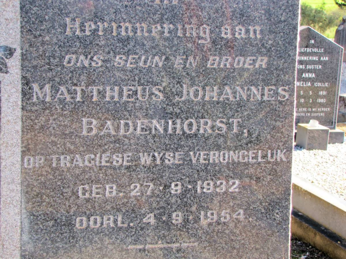 BADENHORST Mattheus Johannes 1932-1954