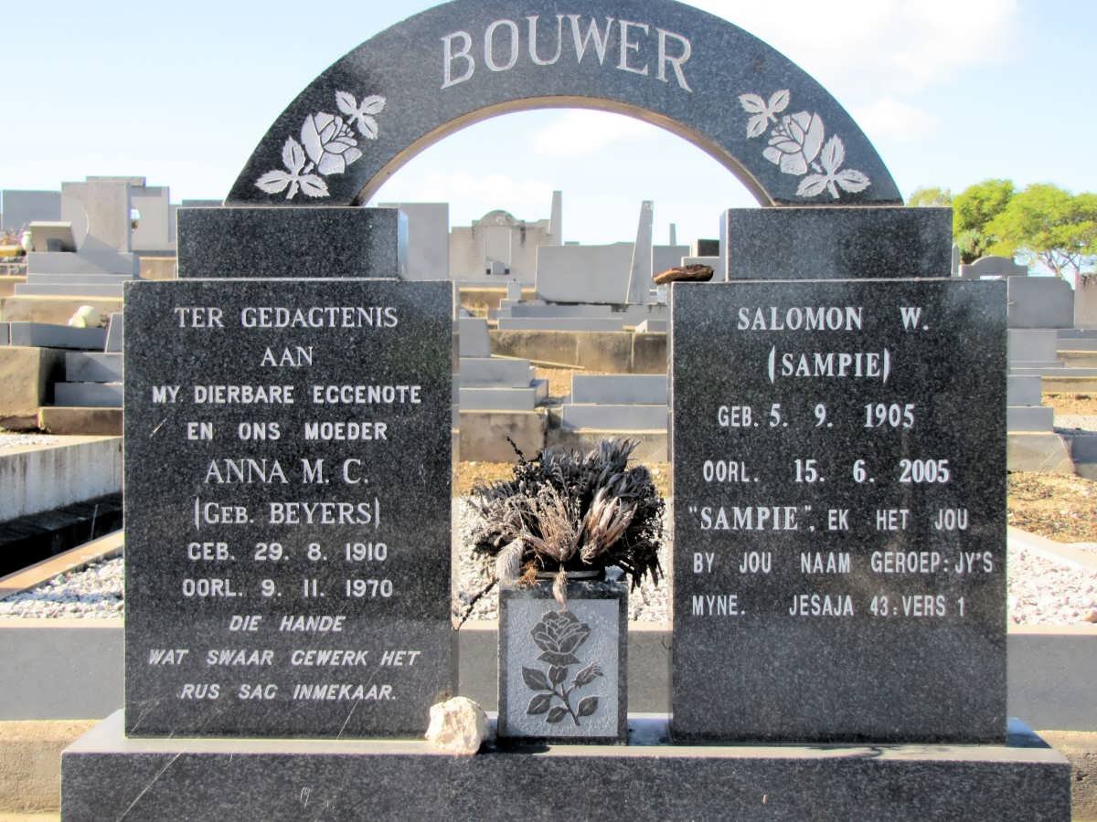 BOUWER Salomon W. 1905-2005 &amp; Anna M.C. BEYERS 1910-1970