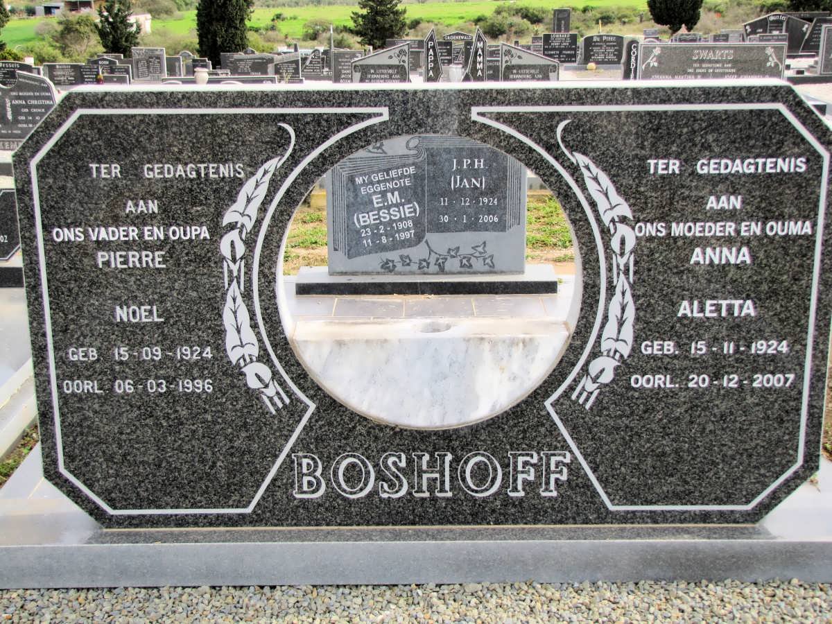 BOSHOFF Pierre Noel 1924-1996 &amp; Anna Aletta 1924-2007