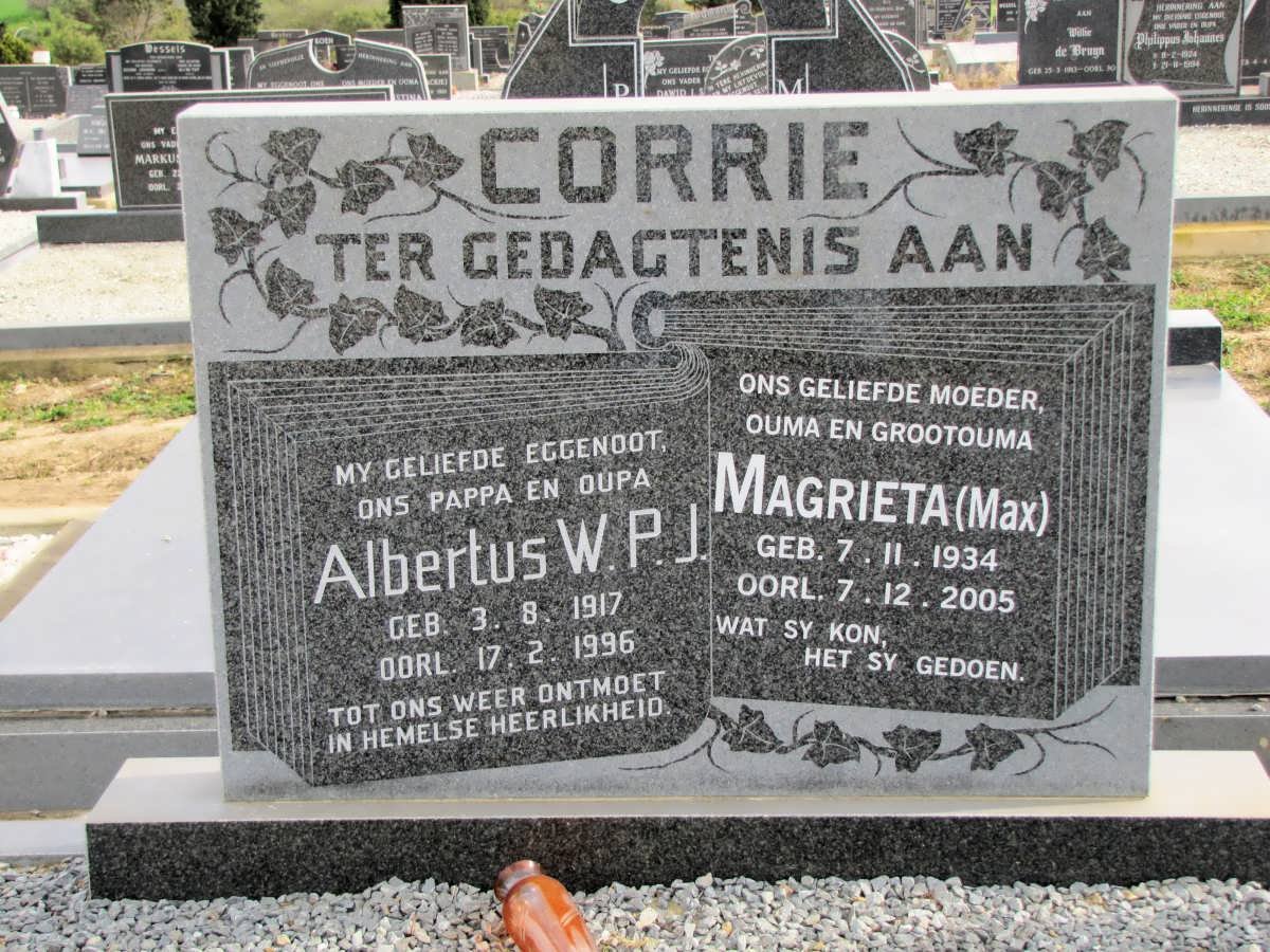 CORRIE Albertus W.P.J. 1917-1996 &amp; Magrieta 1934-2005