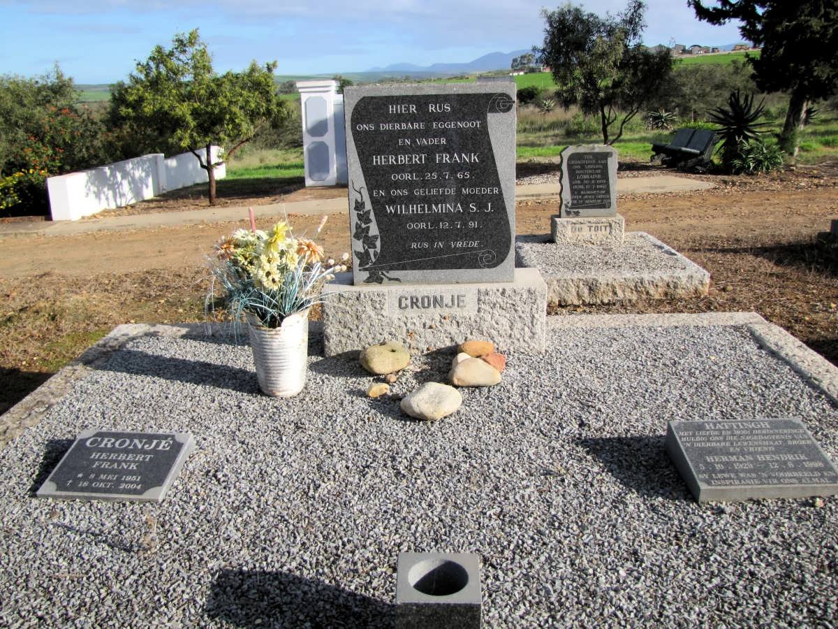 CRONJE Herbert Frank -1965 &amp; Wilhelmina S.J. -1991 :: CRONJÉ Herbert Frank 1951-2004 :: HATTINGH Herman Hendrik 1929-1998
