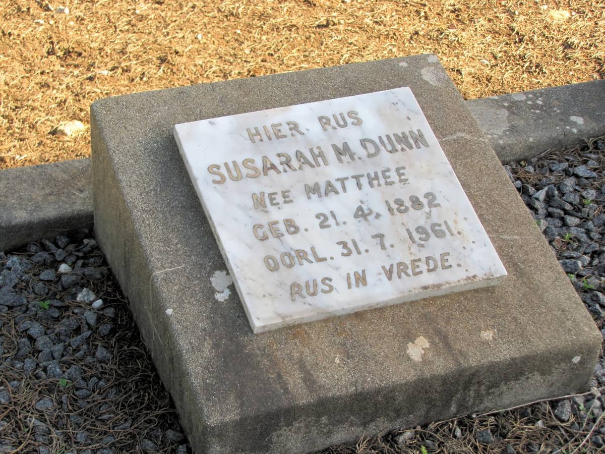 DUNN Susarah M. nee MATTHEE 1882-1961