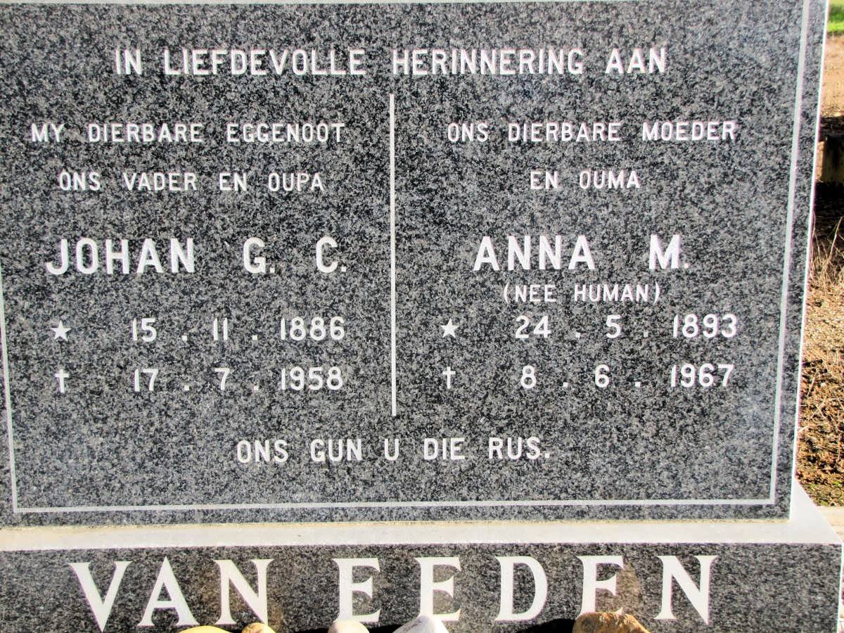 EEDEN Johan G.C., van 1886-1958 &amp; Anna M. HUMAN 1893-1967