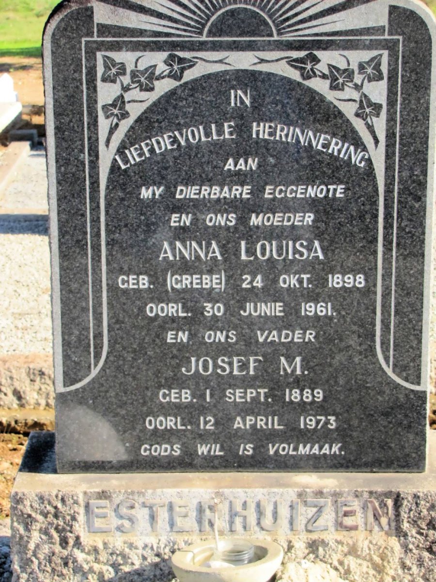 ESTERHUIZEN Josef M. 1889-1973 &amp; Anna Louisa GREBE 1898-1961