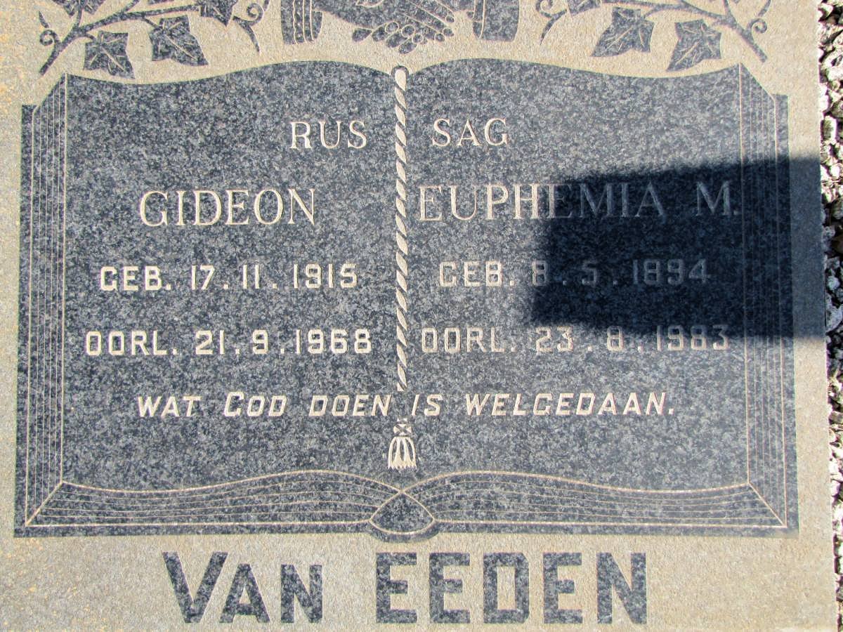 EEDEN Gideon, van 1915-1968 &amp; Euphemia M. 1894-1983