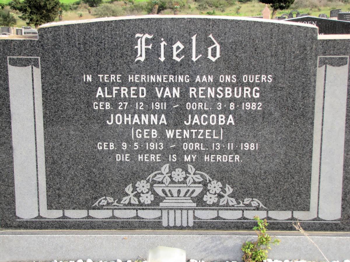FIELD Alfred van Rensburg 1911-1982 &amp; Johanna Jacoba WENTZEL 1913-1981