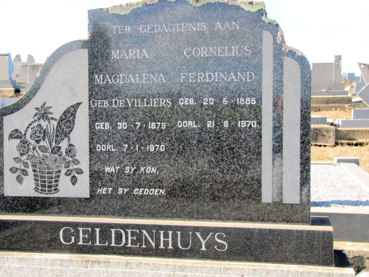 GELDENHUYS Cornelius Ferdinand 1885-1970 &amp; Maria Magdalena DE VILLIERS 1879-1970