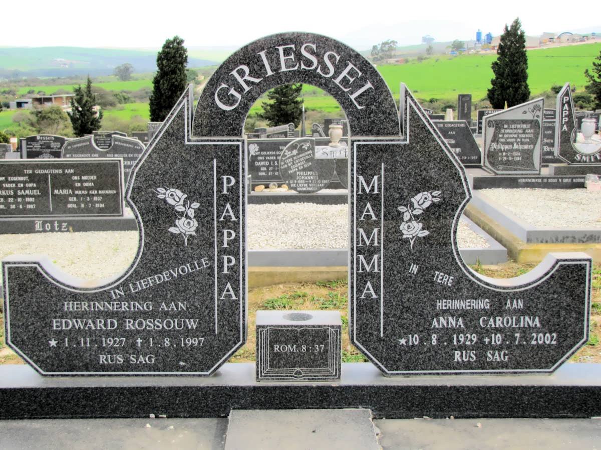 GRIESSEL Edward Rossouw 1927-1997 &amp; Anna Carolina 1929-2002