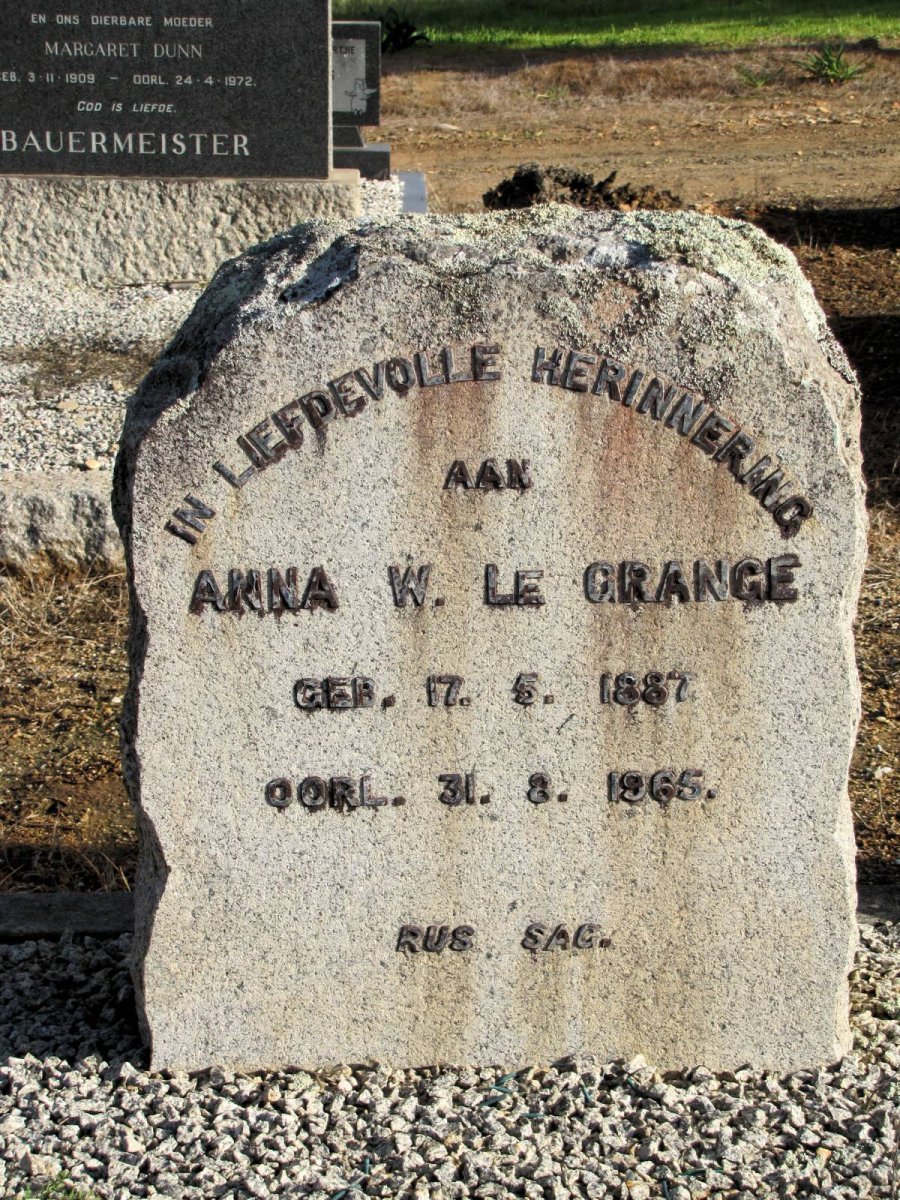 GRANGE Anna W., le 1887-1965