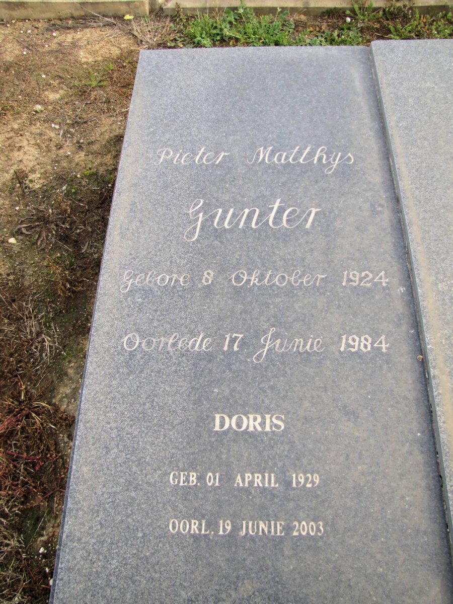 GUNTER Pieter Matthys 1924-1984 &amp; Doris 1929-2003